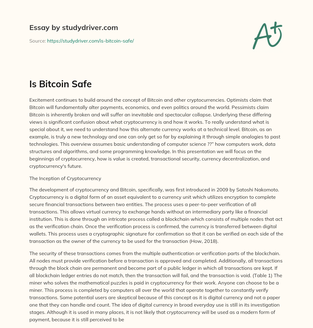 Is Bitcoin Safe essay