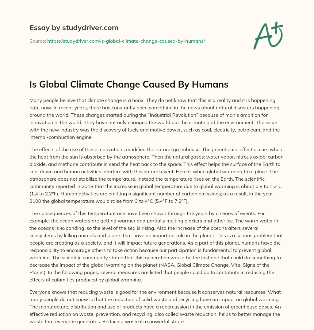 Is Global Climate Change Caused by Humans essay