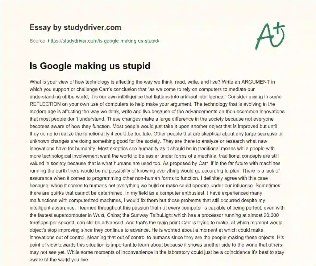 essay on is google making us stupid