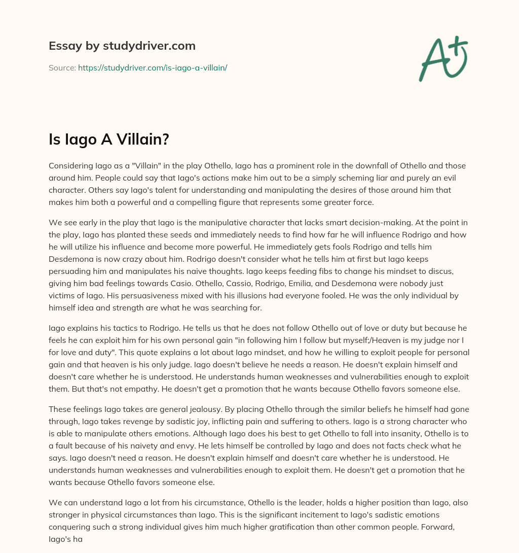 Is Iago a Villain? essay