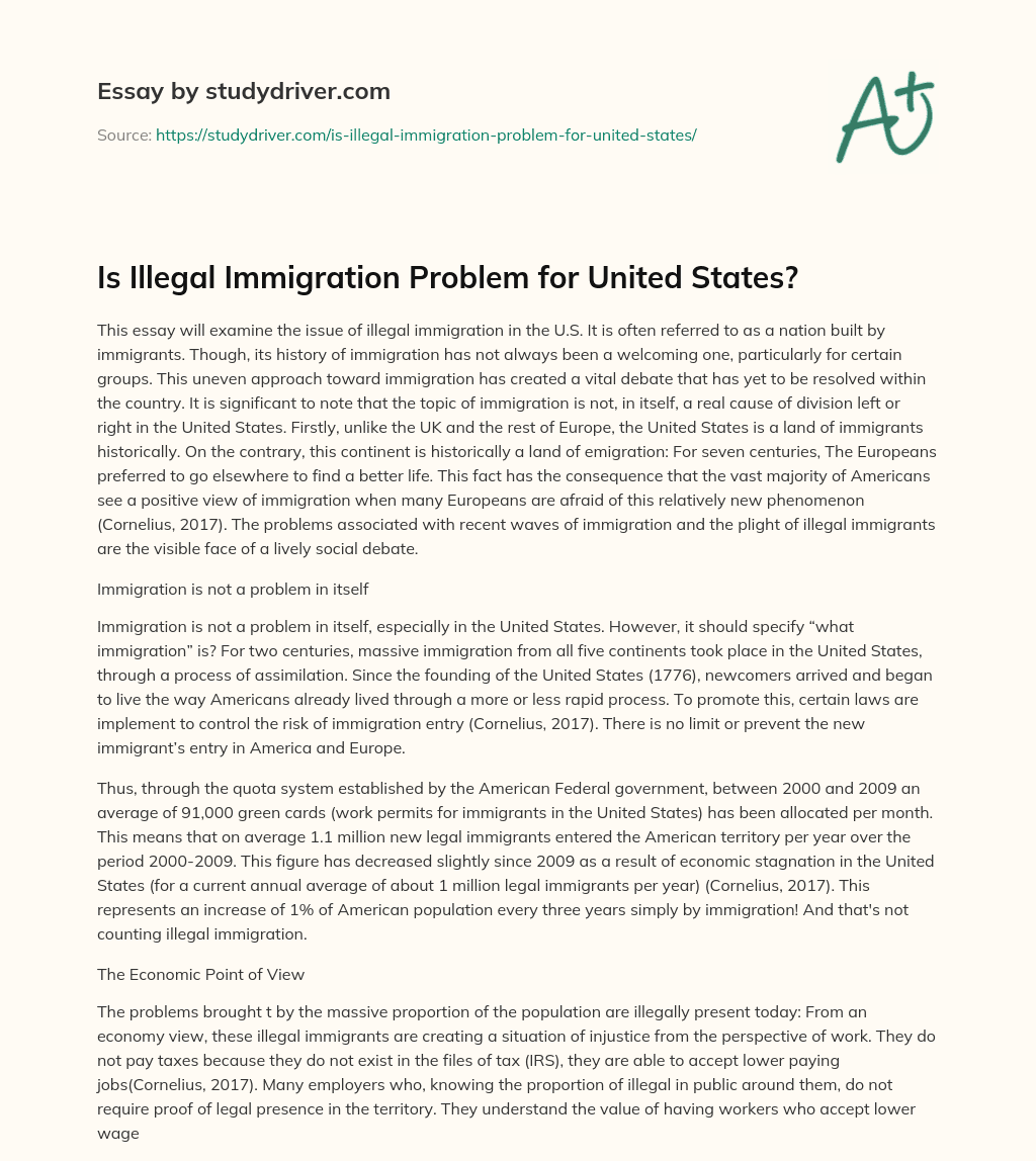 Is Illegal Immigration Problem for United States? essay