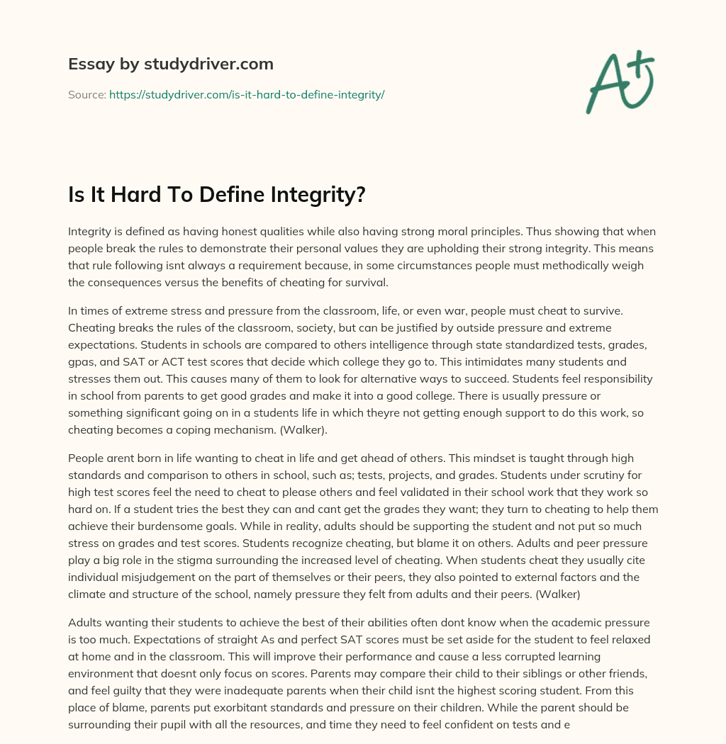 Is it Hard to Define Integrity? essay