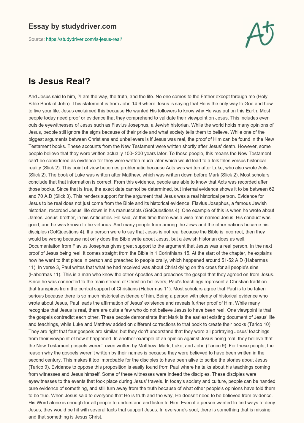 Is Jesus Real? essay