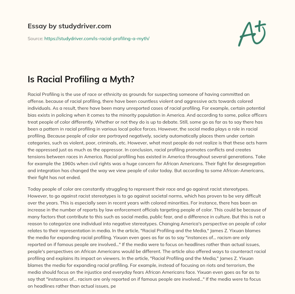 Is Racial Profiling a Myth? essay