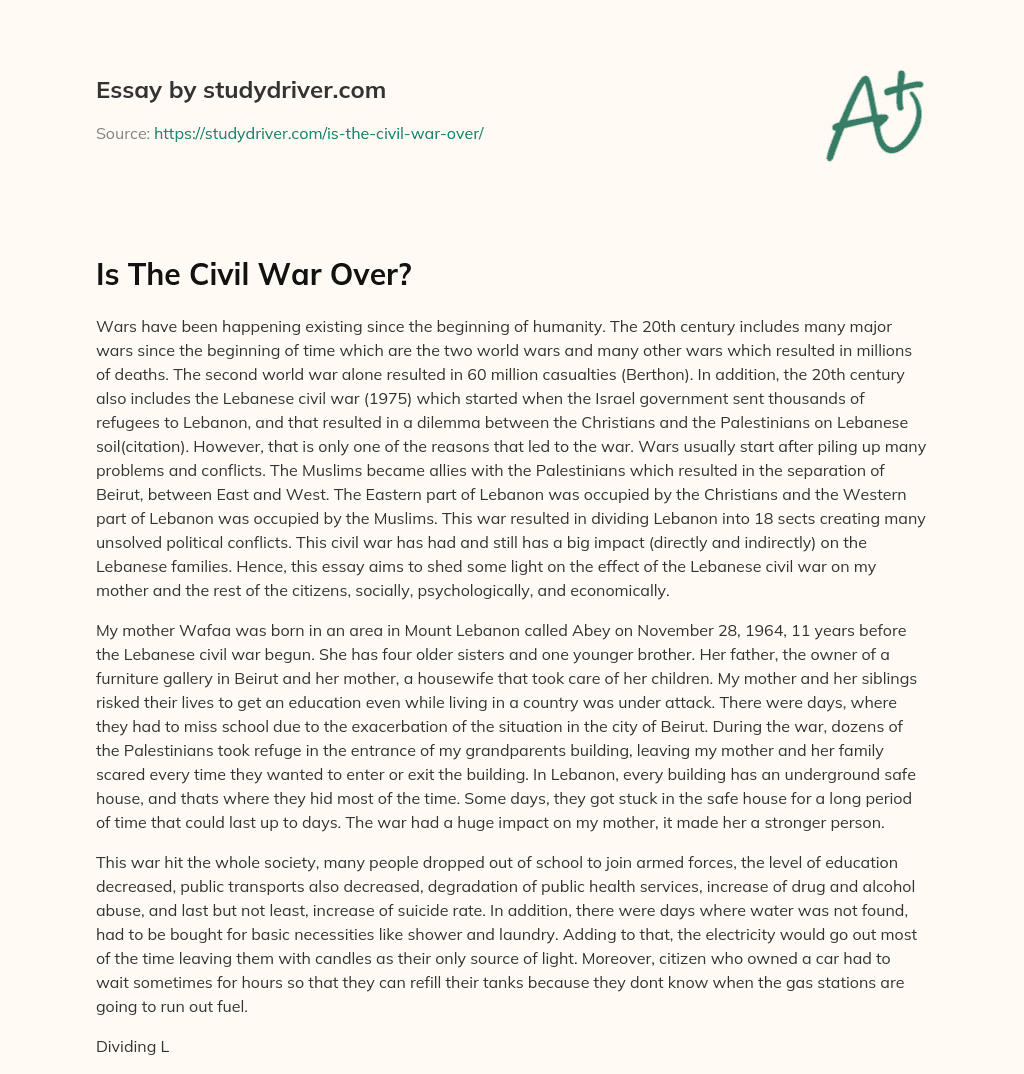Is the Civil War Over? essay