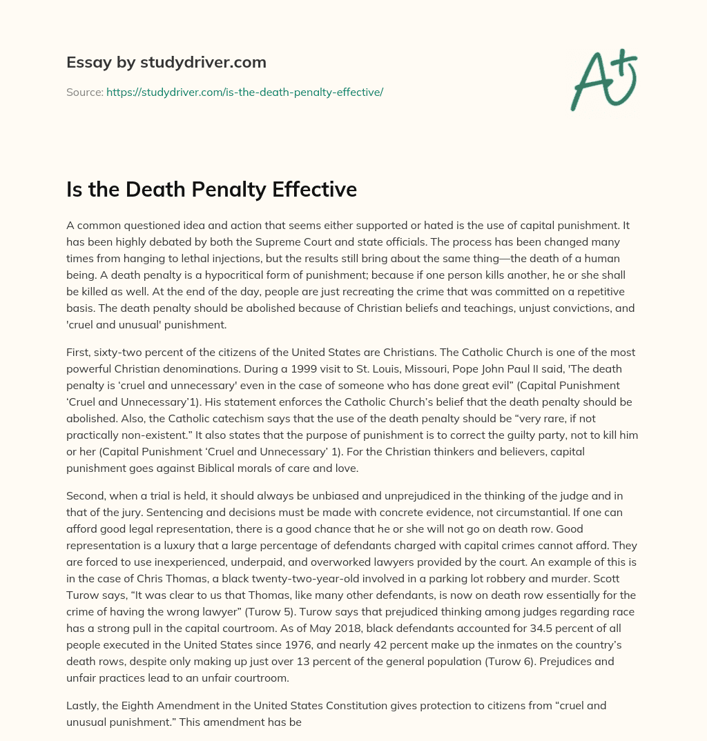 Is the Death Penalty Effective essay