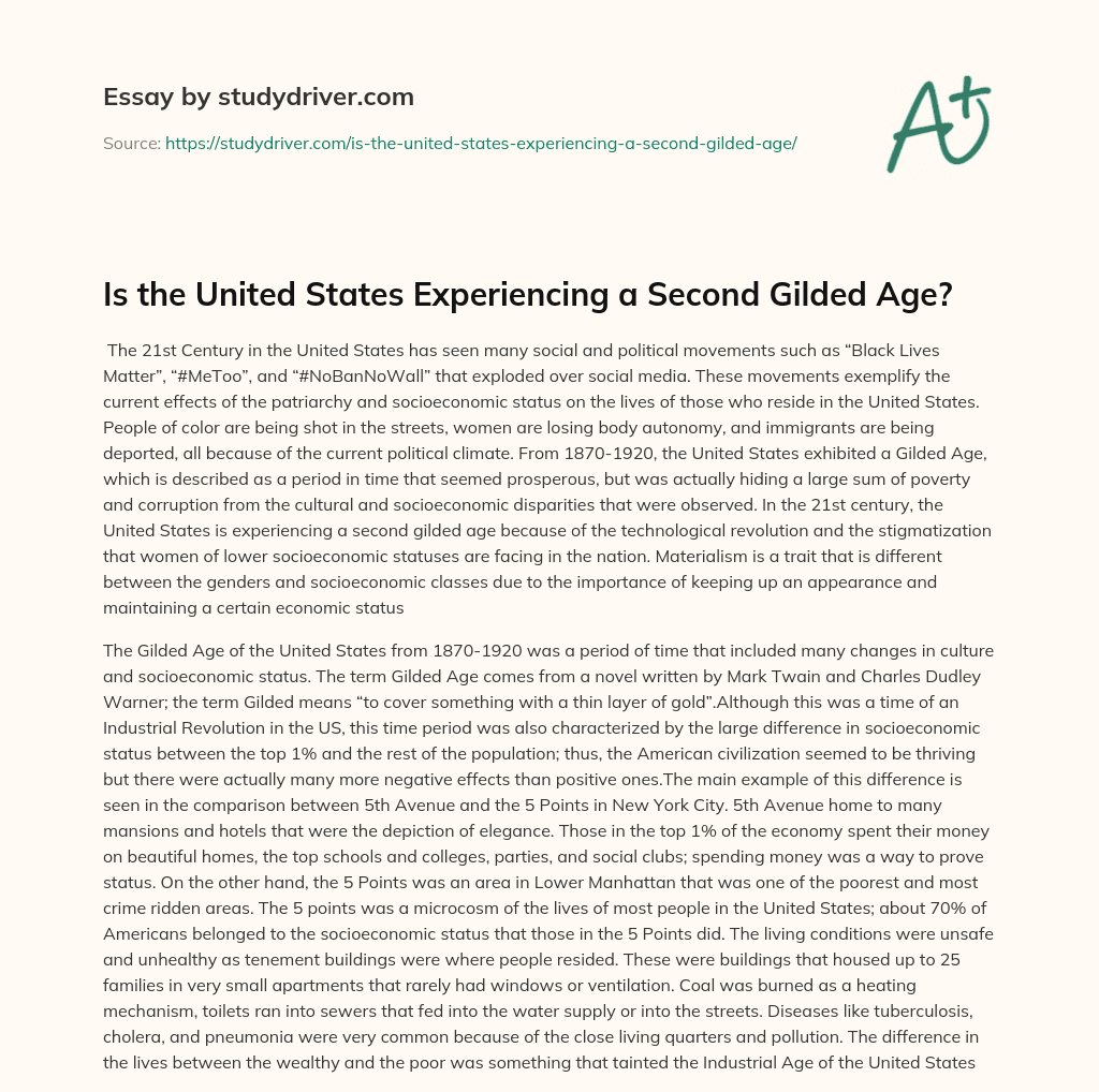 Is the United States Experiencing a Second Gilded Age? essay