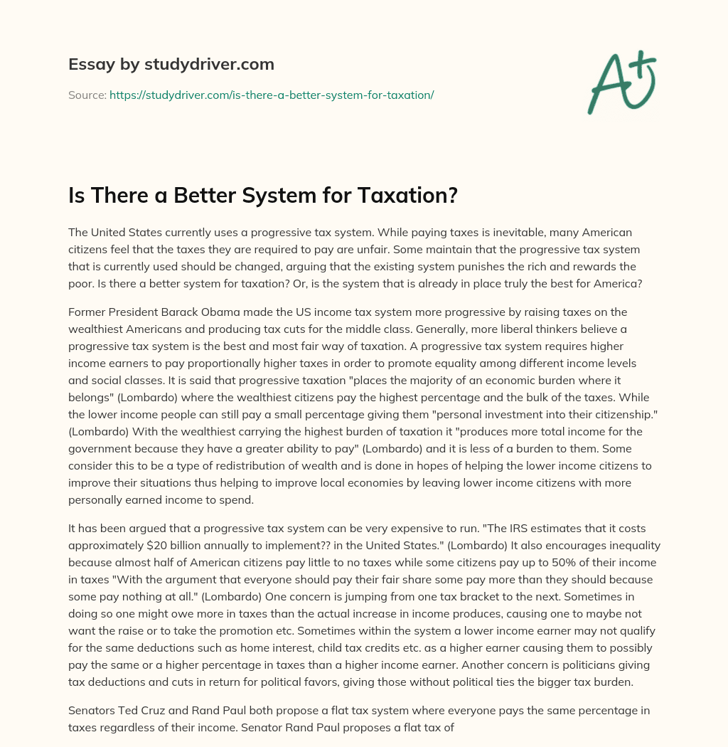 Is there a Better System for Taxation? essay