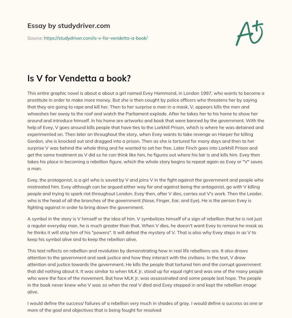 Is V for Vendetta a Book? essay