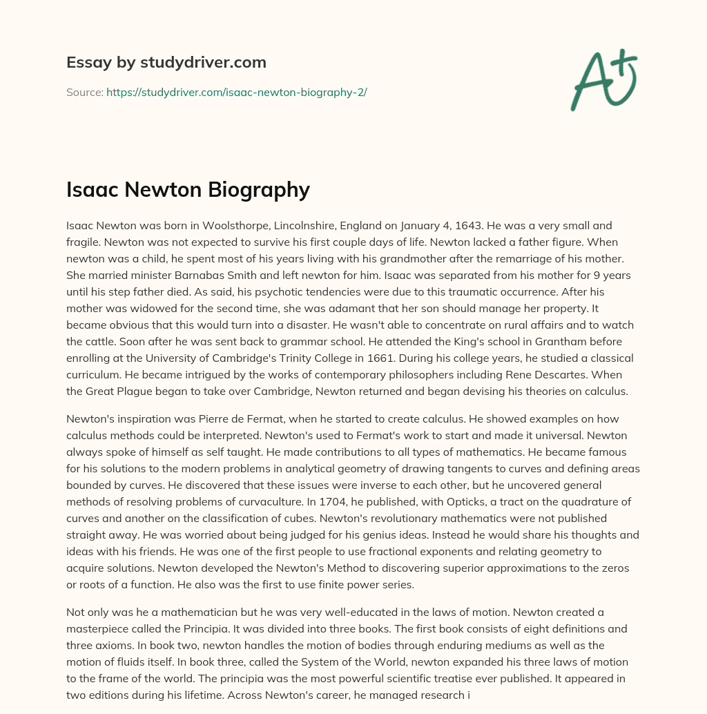 Isaac Newton Biography essay