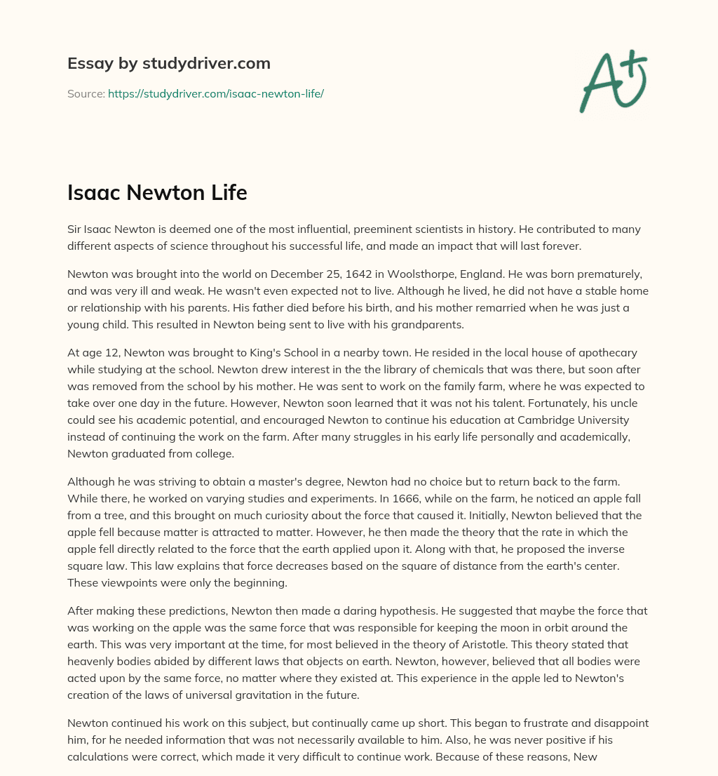 Isaac Newton Life essay
