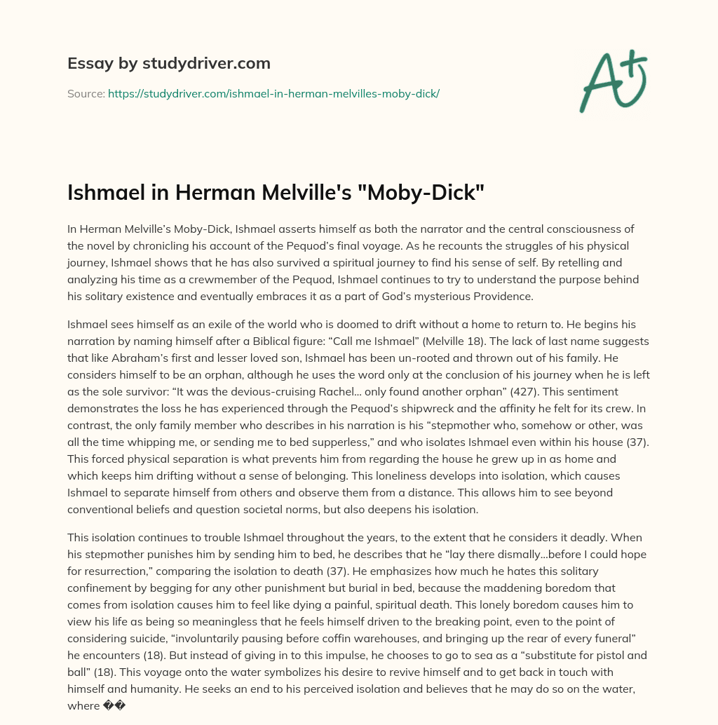 Ishmael in Herman Melville’s “Moby-Dick” essay
