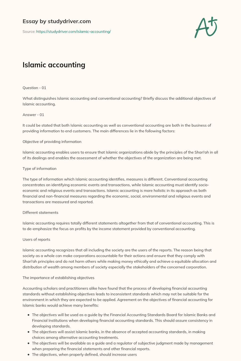 Islamic Accounting essay