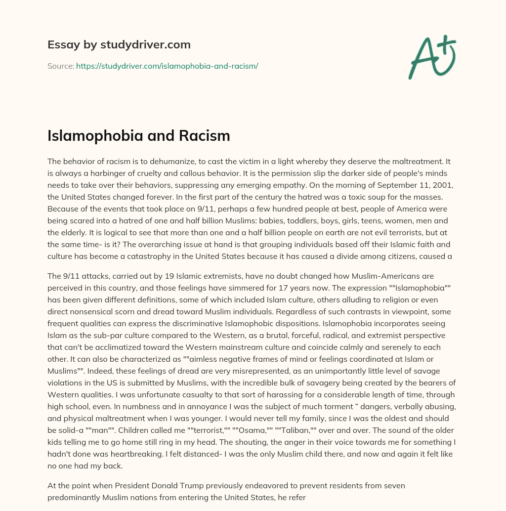 Islamophobia and Racism essay
