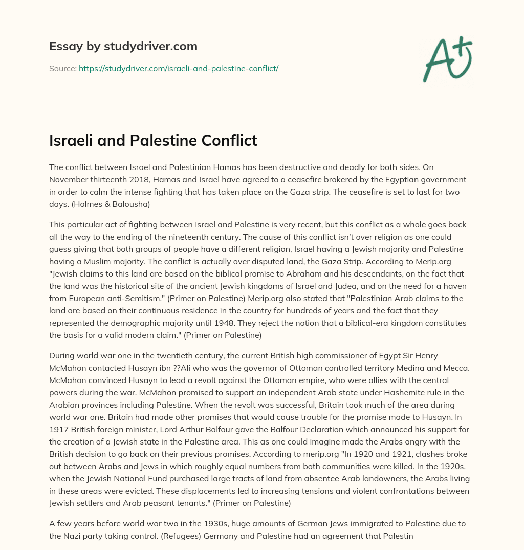 Israeli and Palestine Conflict essay