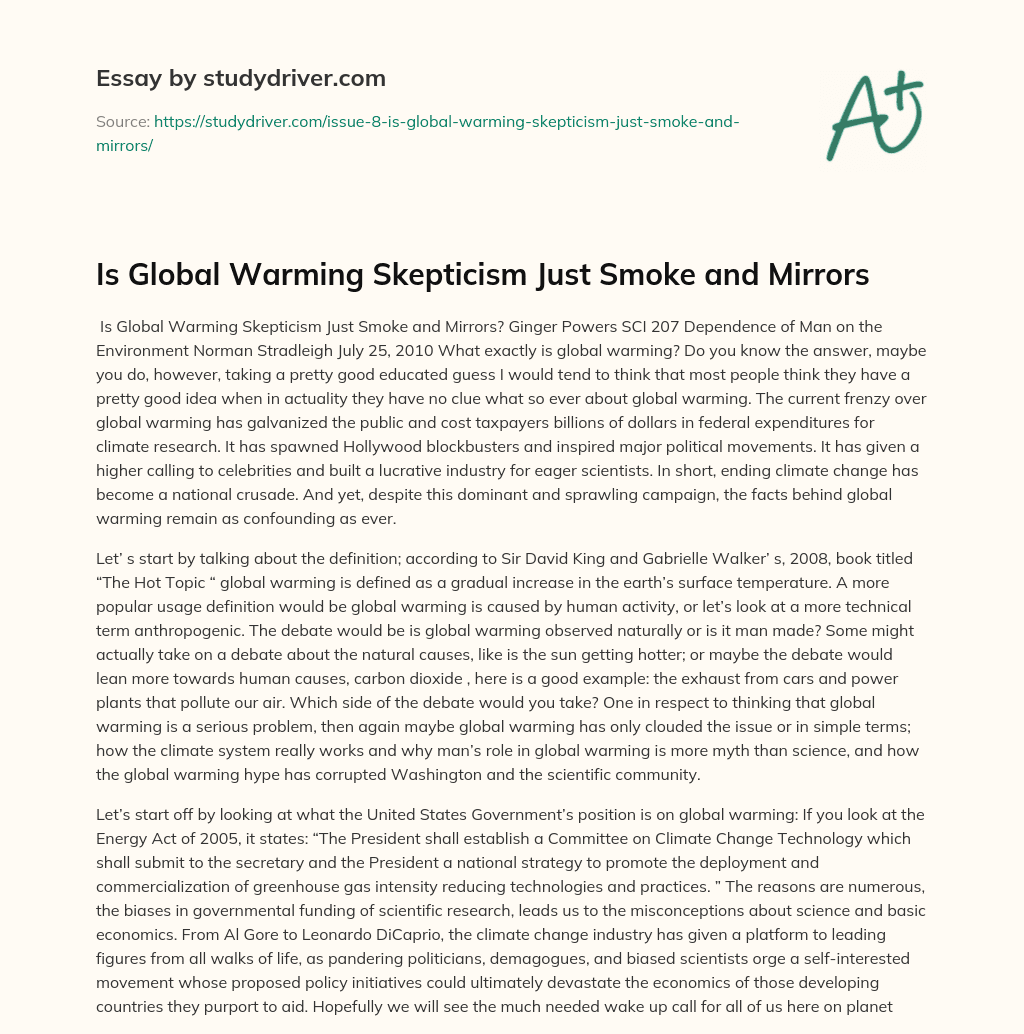 Is Global Warming Skepticism Just Smoke and Mirrors essay