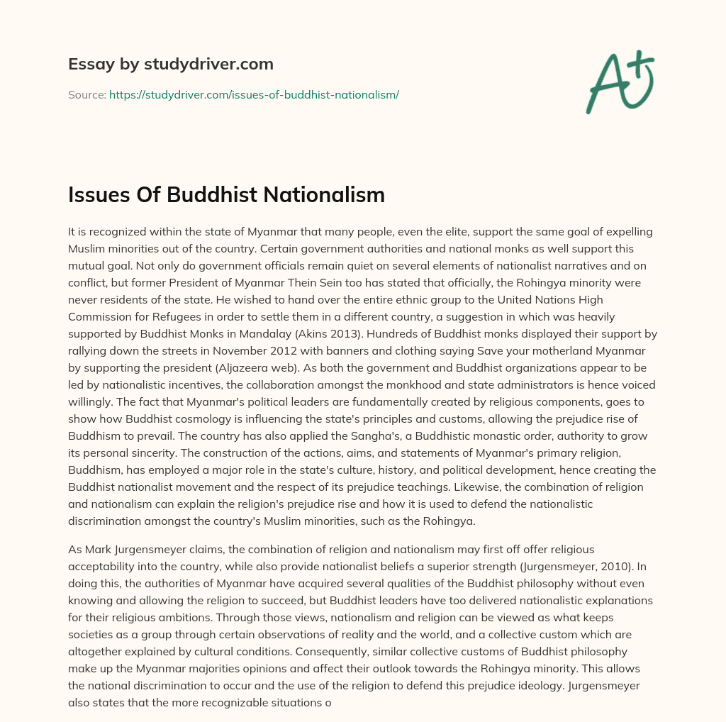Issues of Buddhist Nationalism essay