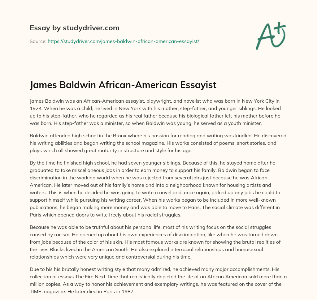 James Baldwin African-American Essayist essay