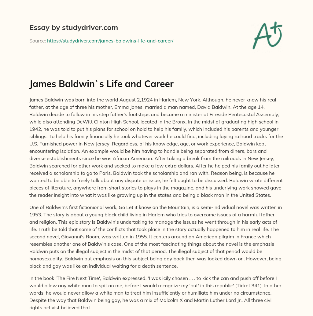 James Baldwin`s Life and Career essay