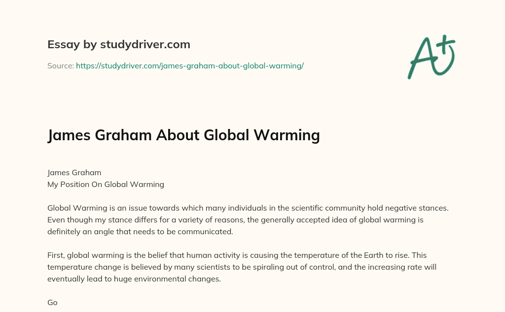 James Graham about Global Warming essay