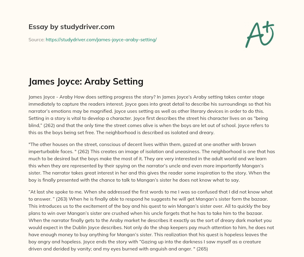 James Joyce: Araby Setting essay