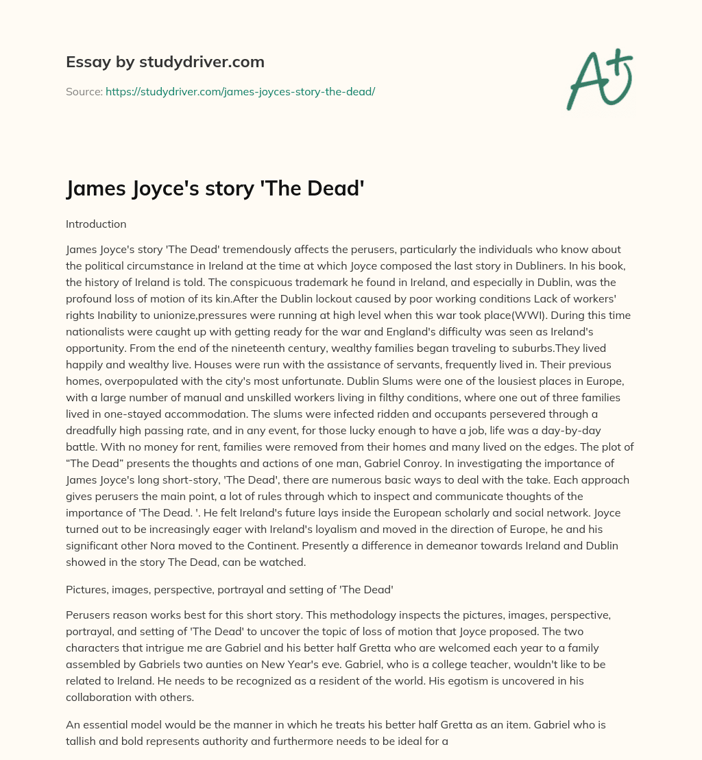 James Joyce’s Story ‘The Dead’ essay