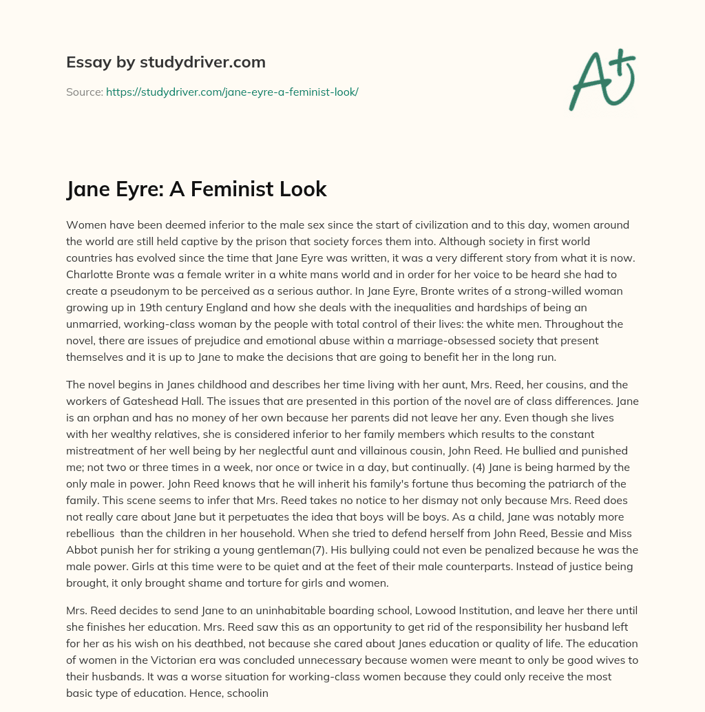 Jane Eyre: a Feminist Look essay