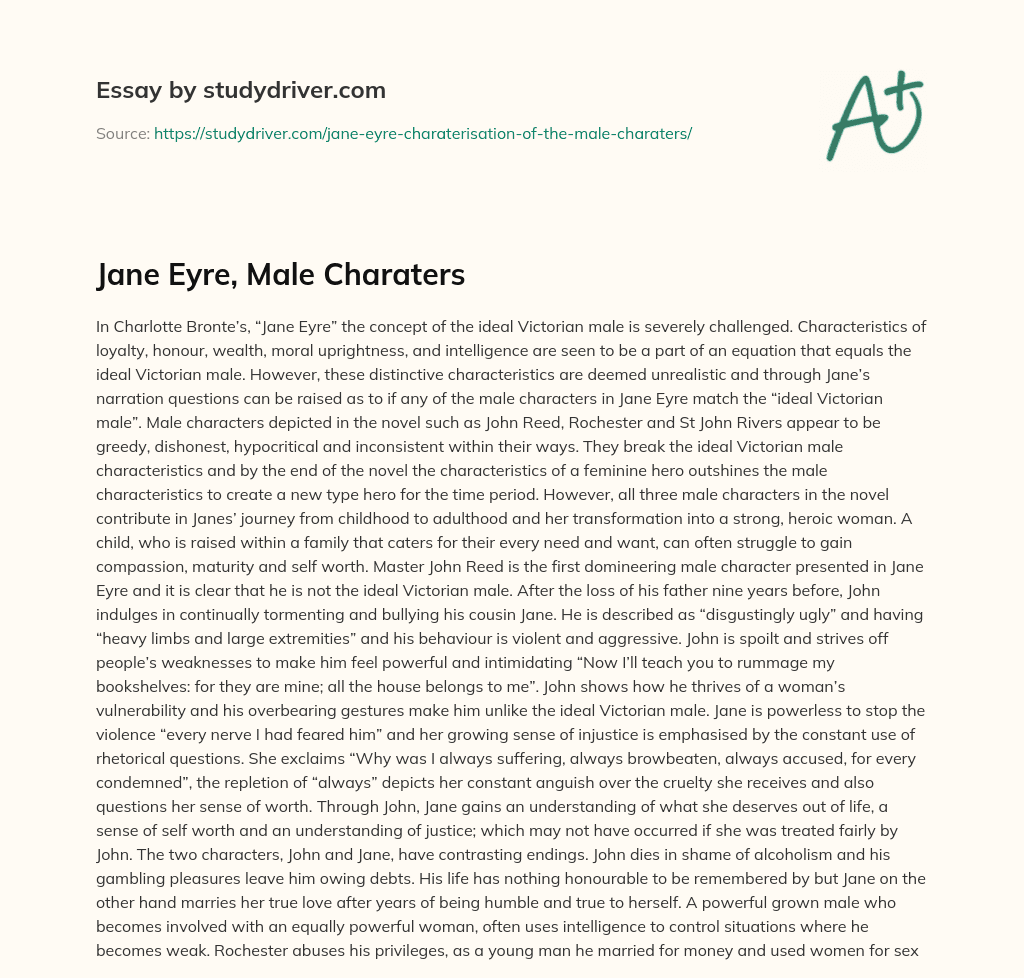 Jane Eyre, Male Charaters essay