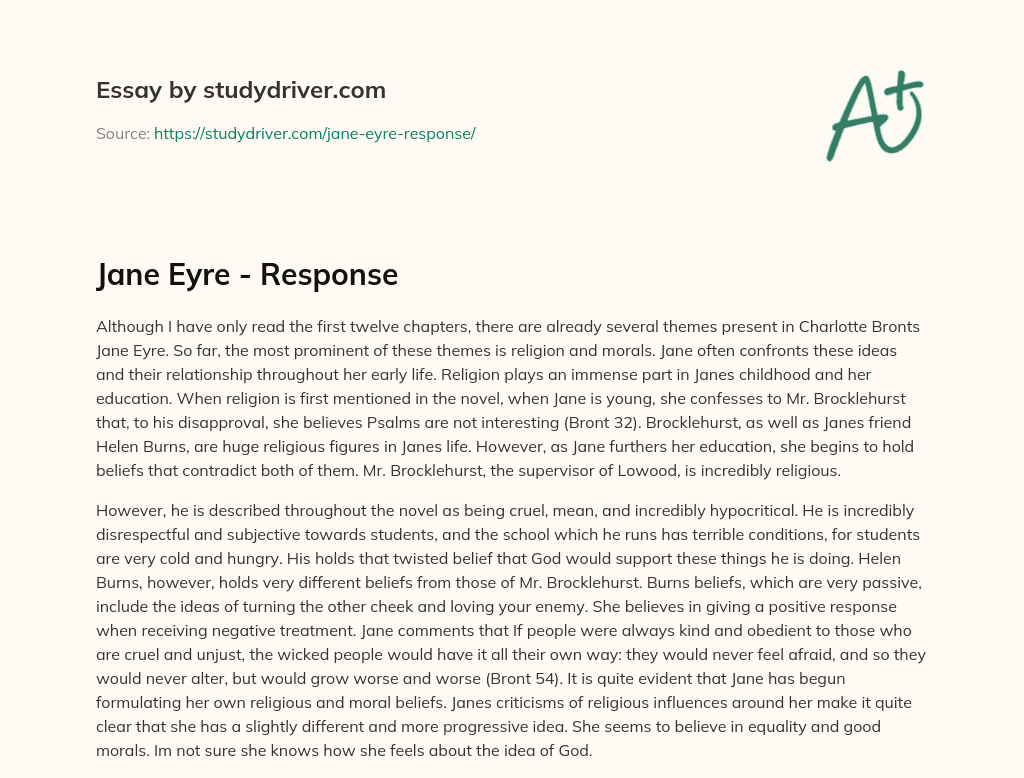 Jane Eyre – Response essay