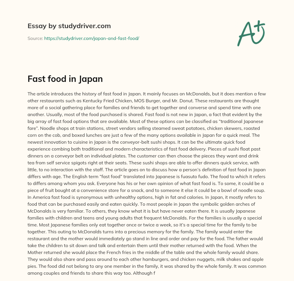 Fast Food in Japan essay