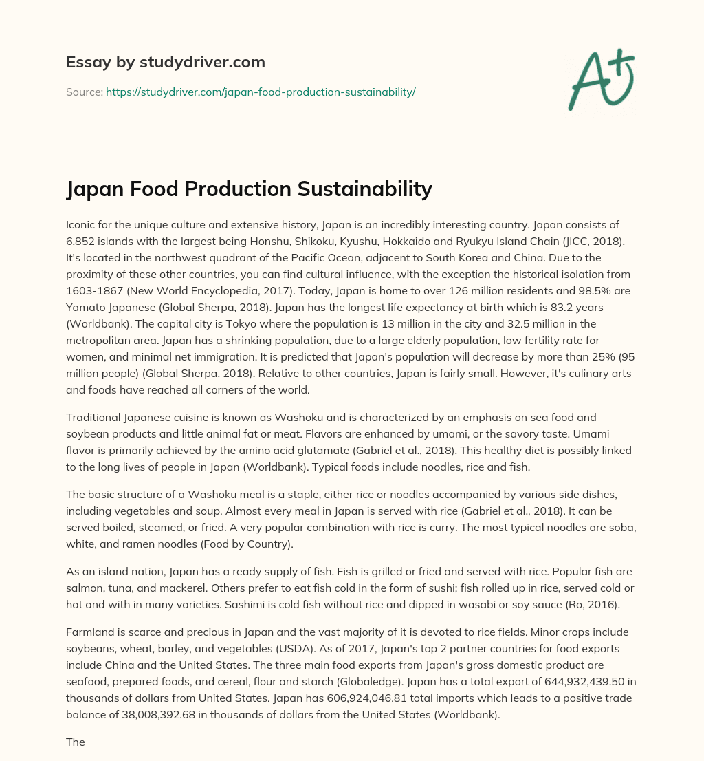 Japan Food Production Sustainability essay