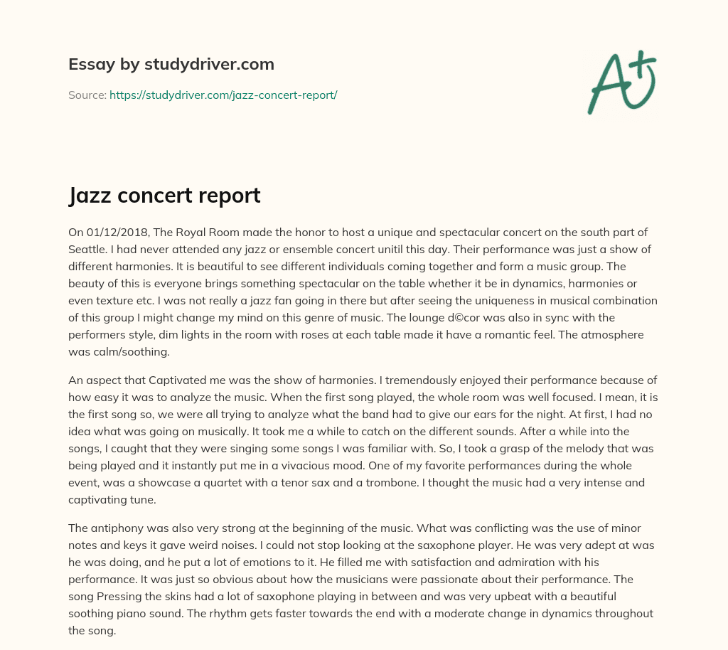 Jazz Concert Report essay