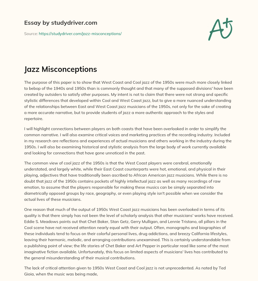 Jazz Misconceptions essay