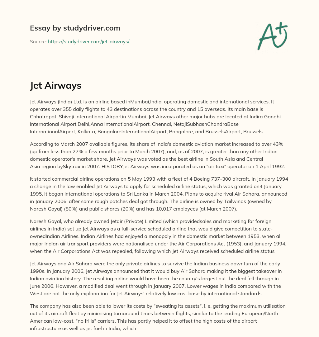 Jet Airways essay