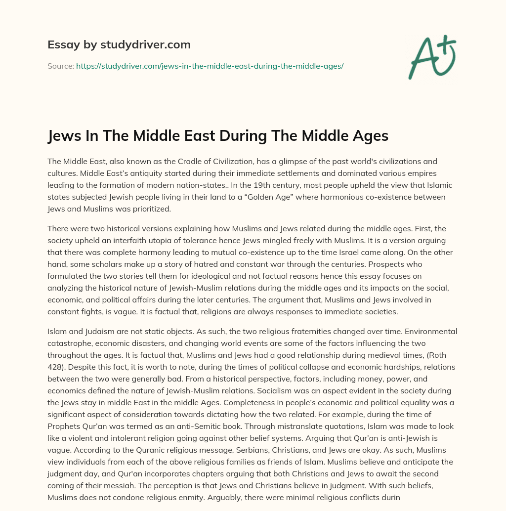 Jews in the Middle East during the Middle Ages essay