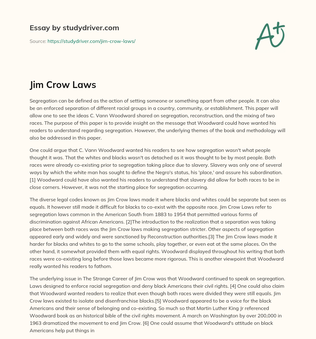 Jim Crow Laws essay