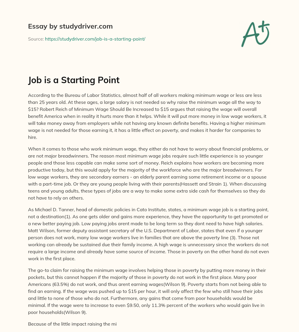 Job is a Starting Point essay