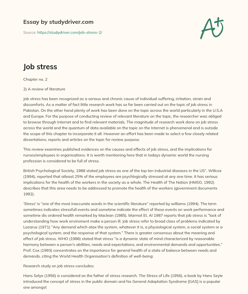 Job Stress essay