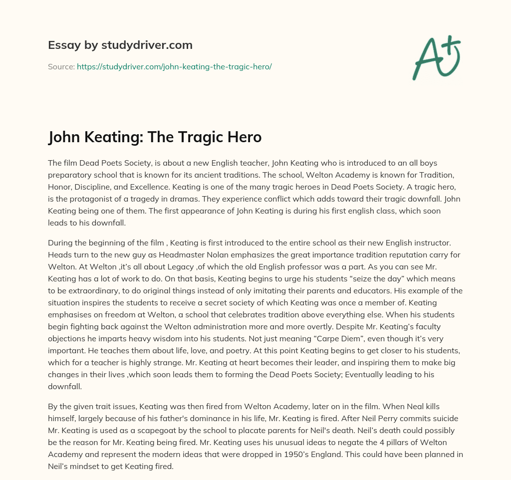 John Keating: the Tragic Hero essay