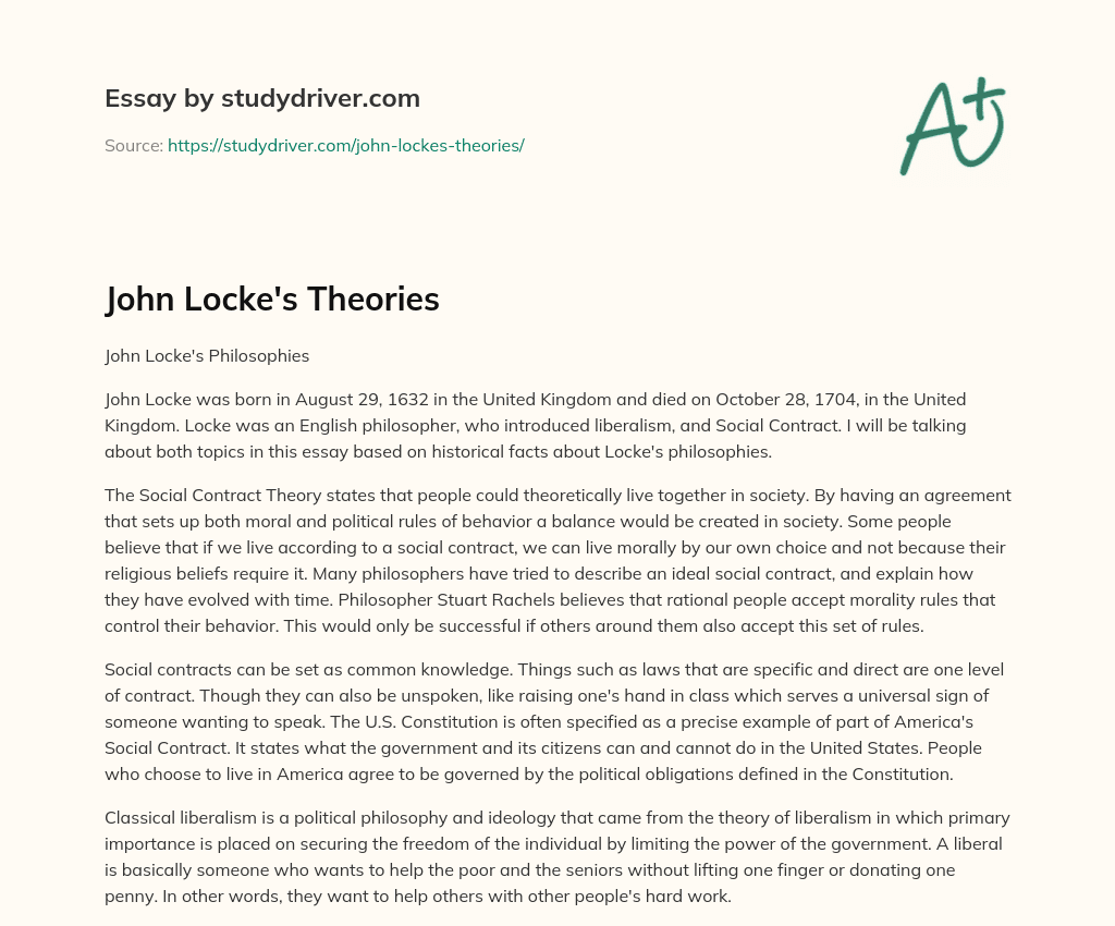 John Locke’s Theories essay