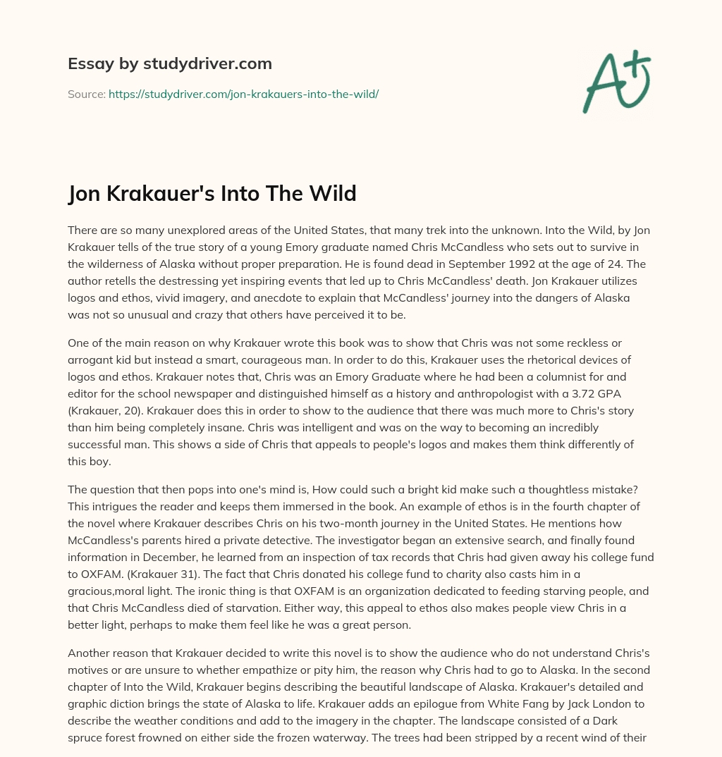 Jon Krakauer’s into the Wild essay