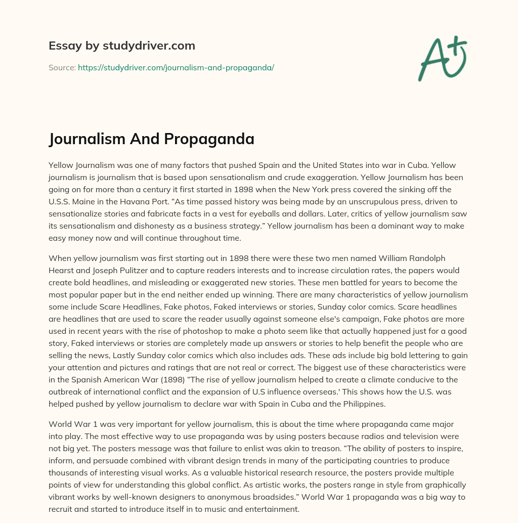 Journalism and Propaganda essay