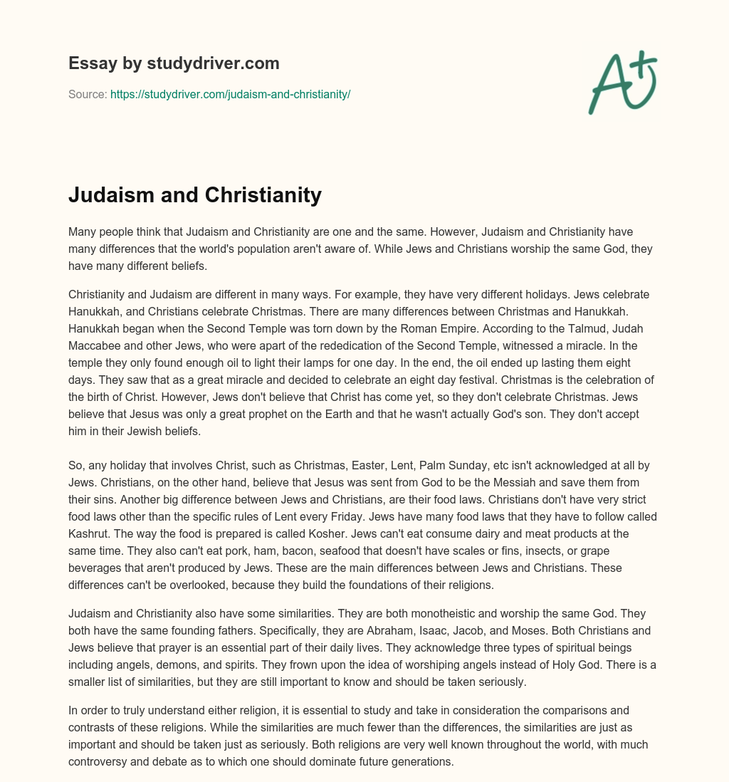 Judaism and Christianity essay