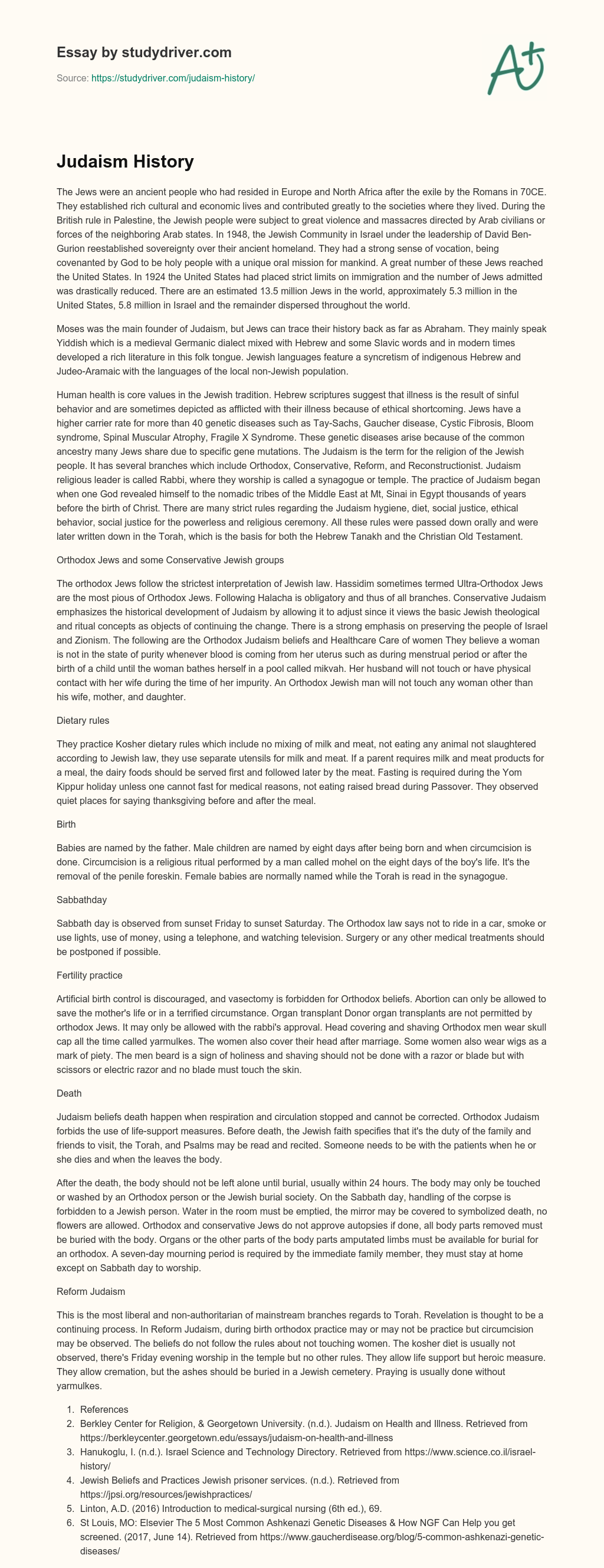 Judaism History essay