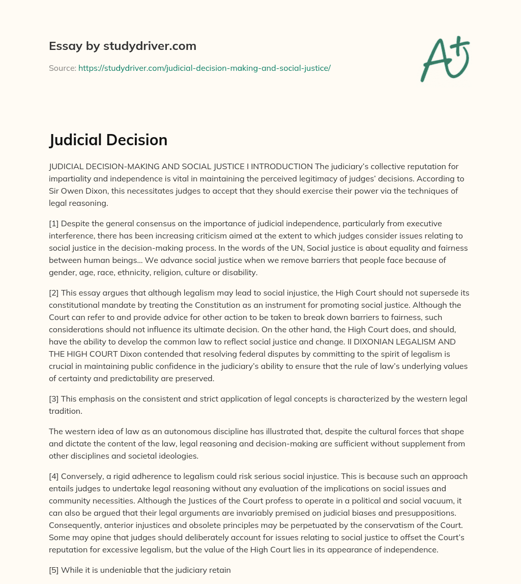 Judicial Decision essay