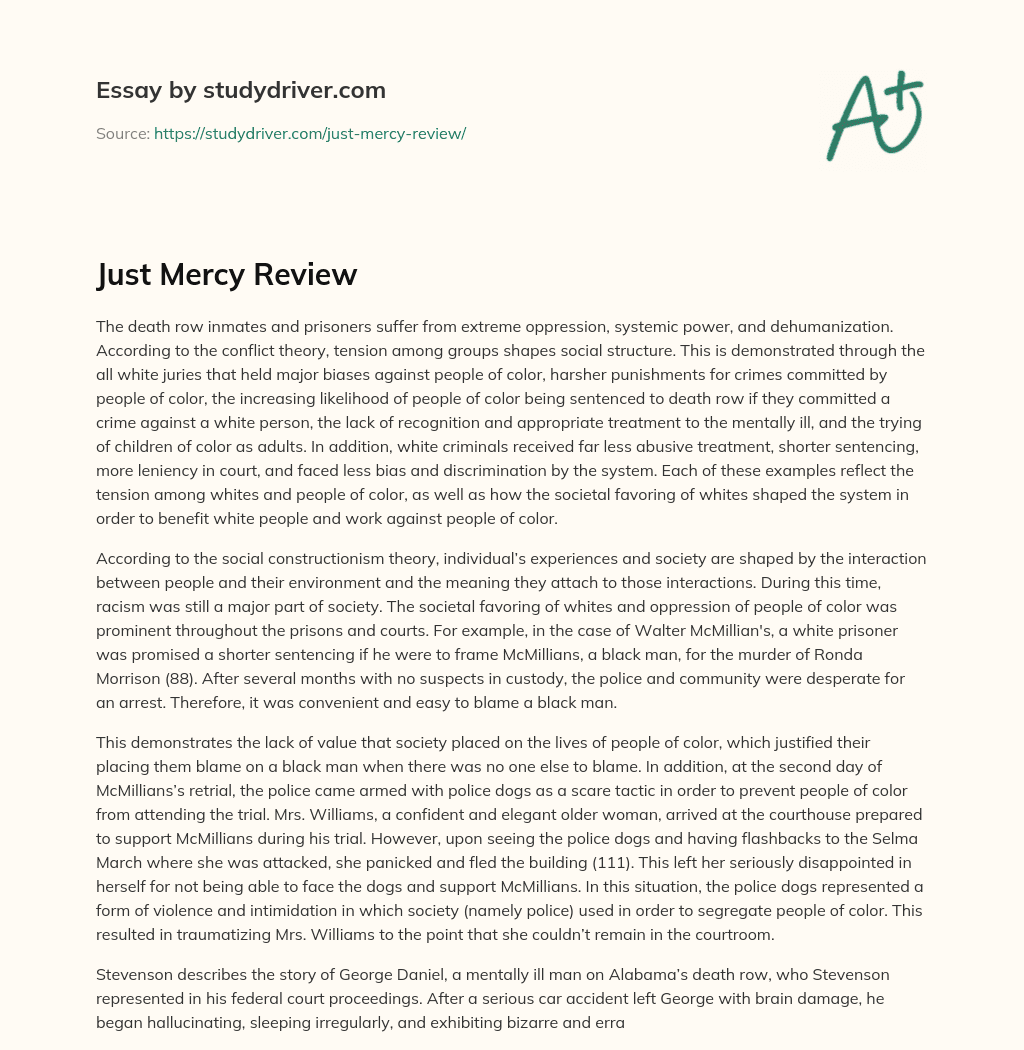 Just Mercy Review essay