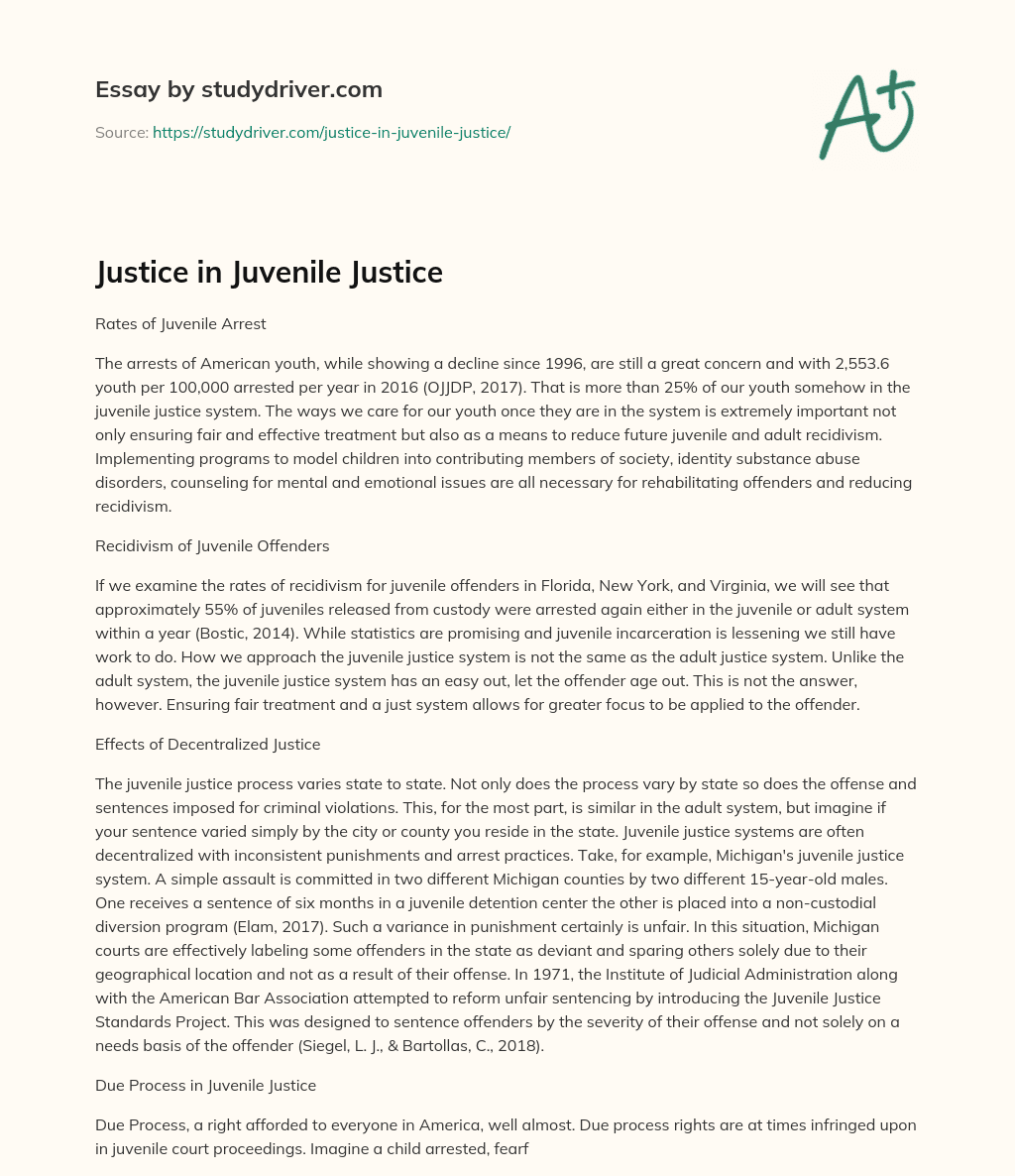 Justice in Juvenile Justice essay