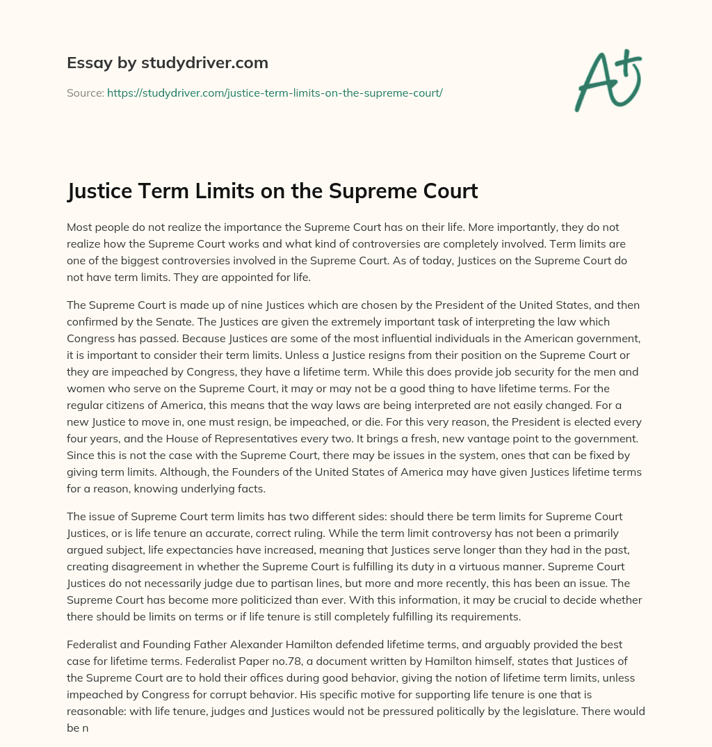 Justice Term Limits on the Supreme Court essay