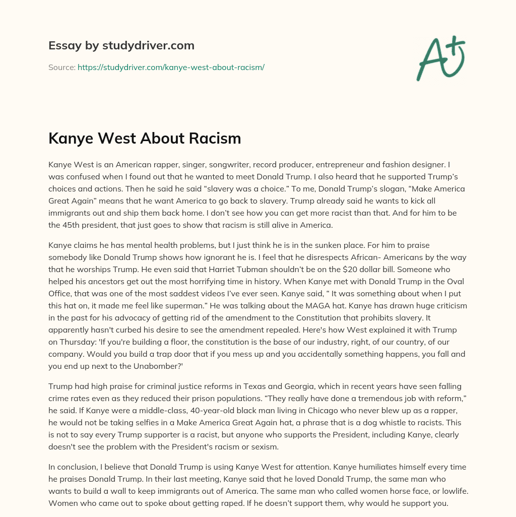 Kanye West about Racism essay