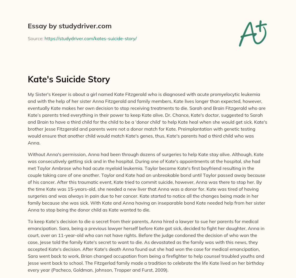 Kate’s Suicide Story essay